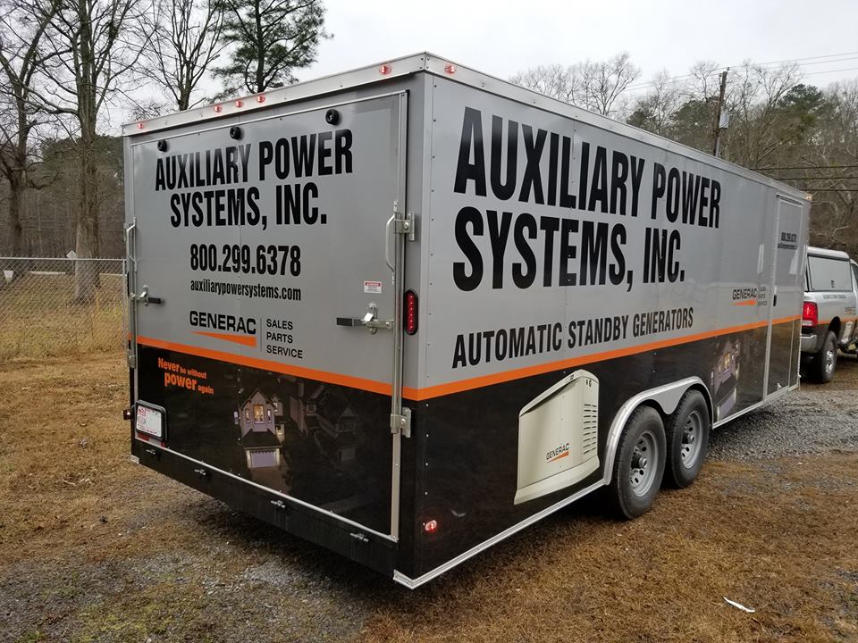 grey wrapped trailer for generator business