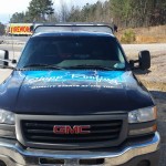 GMC Pickup truck with colorful overlay on hood